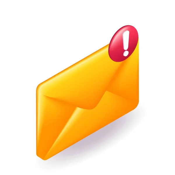 Isometric Icon Yellow Envelope Email Marked Important Cartoon Minimal Style — Stock Vector