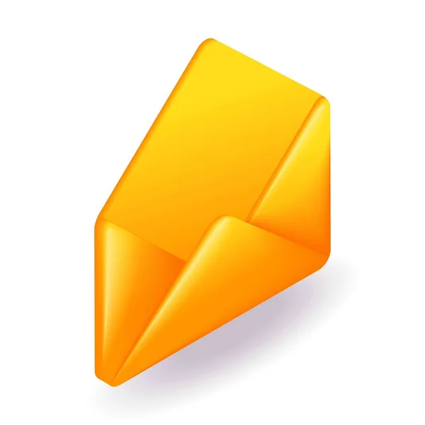 Isometrisches Symbol Gelb Geöffneter Elektronischer Umschlag Mail Cartoon Minimal Style — Stockvektor