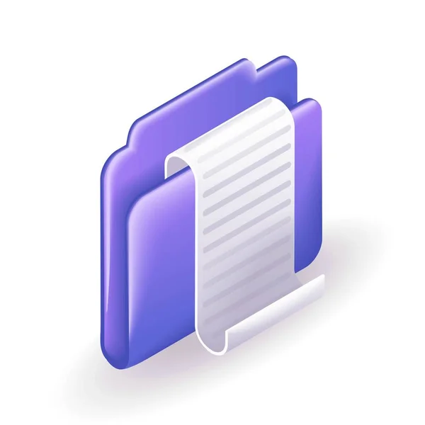 Изометрическая Иконка Фиолетовая Папка Торчащим Счетом Концепция Оплаты Счета Ресторане — стоковый вектор