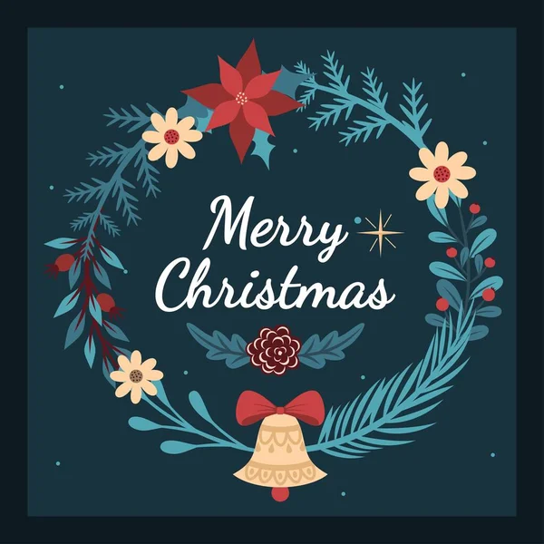 Template Christmas New Year Flower Cards Merry Christmas Vivid Illustrations — Stockvector