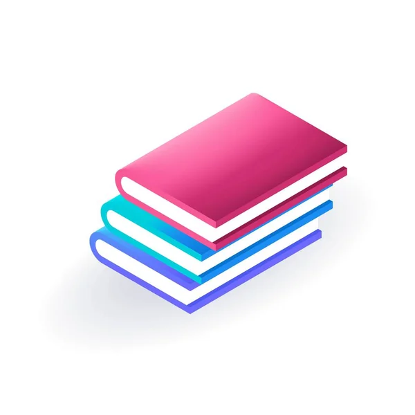 Isometric Icon Books Textbooks Diaries Dictionaries Cartoon Minimal Style Vector — Stock Vector