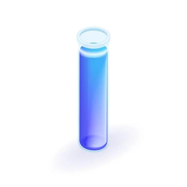 Isometric Icon Test Tube Purple Liquid Medicine Vaccine Cartoon Minimal — Stock Vector