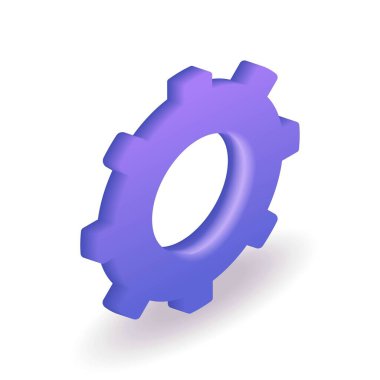 3D Isometric dişli, ayar sembolü, motor ögesi, optimizasyon, iş akışı konsepti. Vektör illüstrası