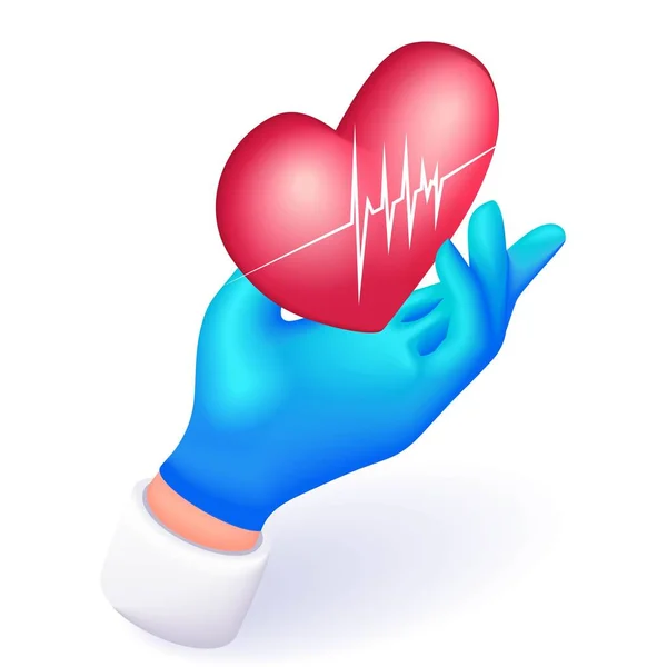 Ilustración Isométrica Icono Frecuencia Cardíaca Médica Mano Dibujos Animados Médico — Archivo Imágenes Vectoriales