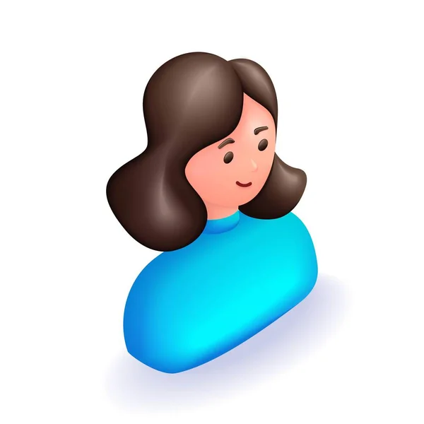 Ilustração Isométrica Ícone Personagem Desenhos Animados Uma Menina Com Cabelo —  Vetores de Stock