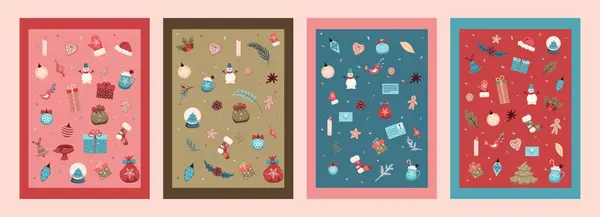 Σετ Backgrounds Για Χριστουγεννιάτικο Design Εικονογράφηση Διανυσμάτων Για Δημιουργία Ευχετήριων Διανυσματικά Γραφικά