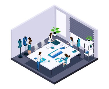 Yüksek kalite izometrik. Özel terzilik. Hazırlanan kalıplara göre malzeme kesme alanı.