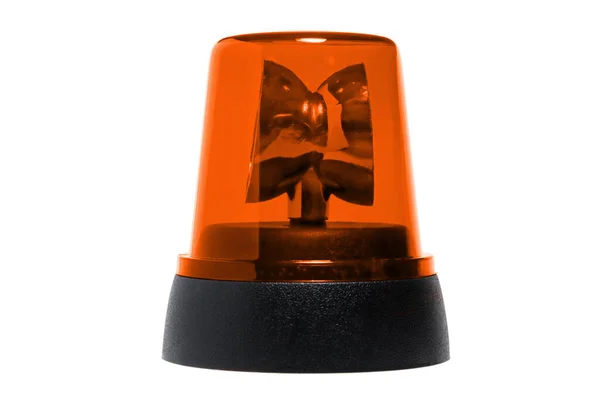 白で隔離されたオレンジ色の回転ビーコン — ストック写真