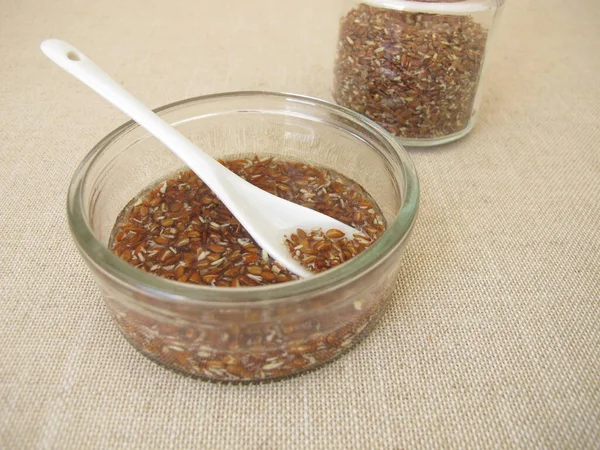 Brown Flax Seeds Soaked Water — Stock Photo, Image
