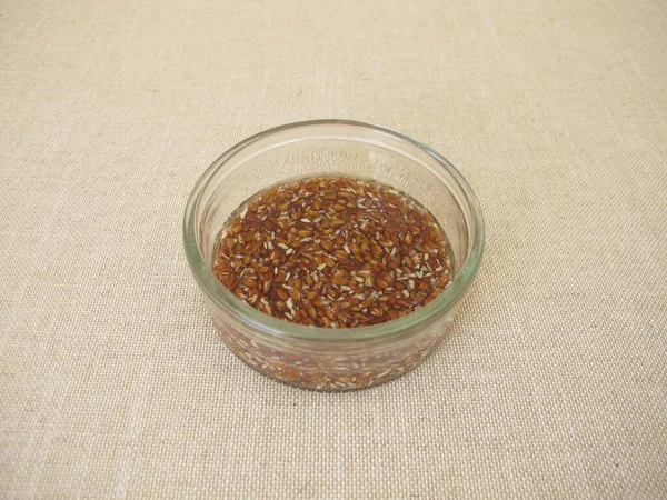 Brown Flax Seeds Soaked Water — Stock Photo, Image