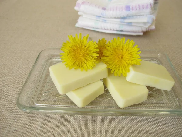 Manteiga Caseira Corpo Sólido Com Óleo Dente Leão Manteiga Cacau — Fotografia de Stock