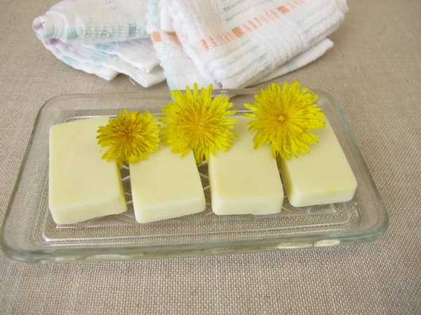 Manteiga Caseira Corpo Sólido Com Óleo Dente Leão Manteiga Cacau — Fotografia de Stock