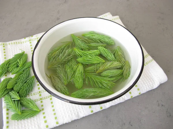Bath Additive Young Spruce Tips — Stock Photo, Image