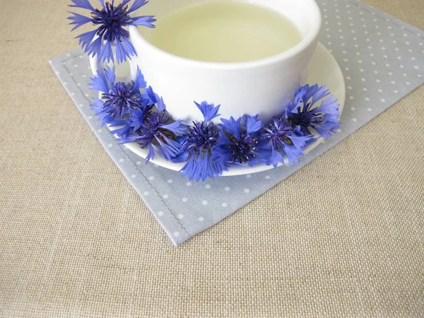 Chá Ervas Com Pétalas Flor Milho Azul — Fotografia de Stock