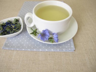 Kurumuş çiçekli bitki çayı ve yabani hindiba yaprakları, Cichorium intybus