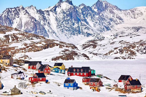 Традиційні Будинки Селі Кулусук Східна Ґренландія — стокове фото