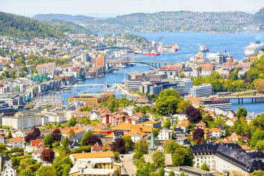 Norveç 'teki Bergen şehrinin manzarası