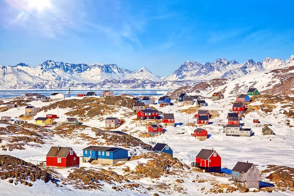 Casas Madera Tradicionales Pueblo Kulusuk Groenlandia Oriental — Foto de Stock