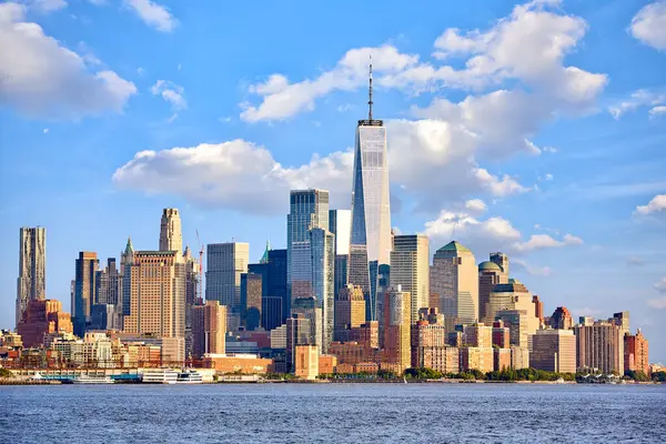New York Financial District Skyline Verenigde Staten Rechtenvrije Stockfoto's