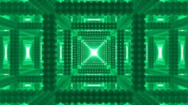 Parlak Desenleri ve Derinliği Olan Geleceğin Neon Siber Tüneli