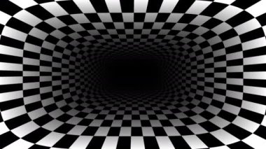 Modern Tasarımlar için Dinamik Siyah ve Beyaz Checkerboard Tünel Efekti