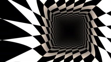 Siyah ve Beyaz İllüzyonundaki Dinamik Dama Tahtası Tüneli