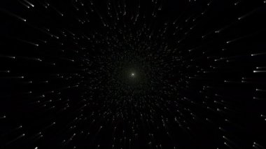 Çöken bir kara delikten kaçan bir yıldız alanının sakin bir animasyonu arka plan, doku ve diğer medya elementleri için mükemmel olan sakin ve görsel olarak çarpıcı bir etki yaratır..