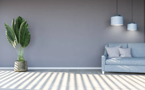 Minimal Bright Living Room Sofa Plant Illustration — ストック写真