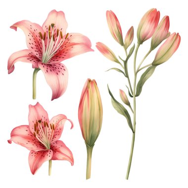 Suluboya vektör güzellik zambakları kümesi