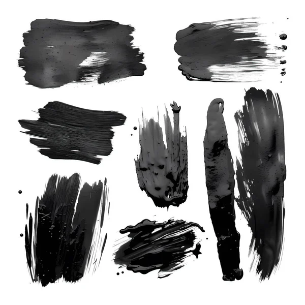一套矢量墨刷黑色笔划 — 图库矢量图片