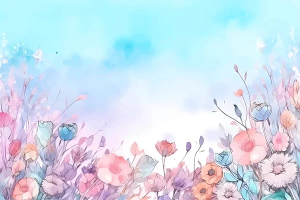 水彩ベクトルカラフルな花の背景 — ストックベクタ