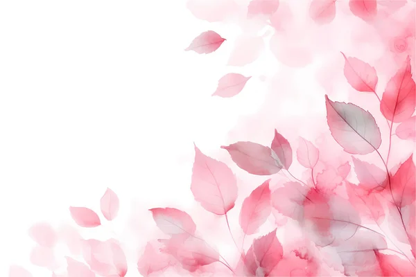水彩ベクトルピンクの葉の背景 — ストックベクタ