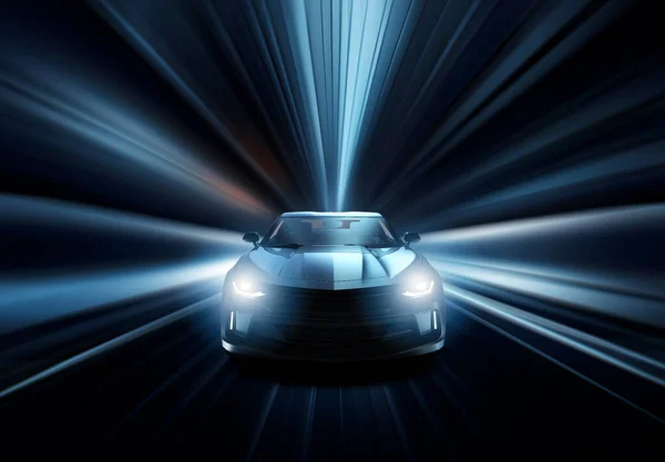 Generieke Merkloze Auto Snelheid Rijden Een Tunnel Illustratie — Stockfoto