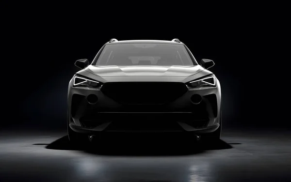 暗い背景にジェネリックでブランドのないスポーツカー 3Dイラスト — ストック写真