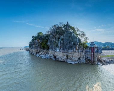 the Shizhong Hill landscape in the confluence of Poyang lake and Yangtze river, Hukou county, Jiujiang city, Jiangxi province, Chin clipart