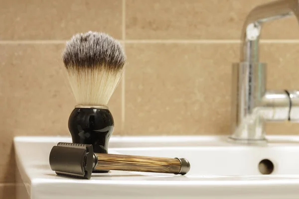 A luxury classic razor for a smooth, safe and stylish shave. Selective focus with shallow depth of field.