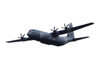 Kaiserslautern, Almanya 15 Ağustos 2019: ABD Hava Kuvvetleri Lockheed C-130 Herkül Ramstein Hava Üssü 'ne yaklaşıyor