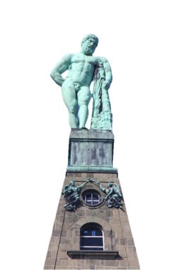 a Hercules statue with blue sky in the background clipart