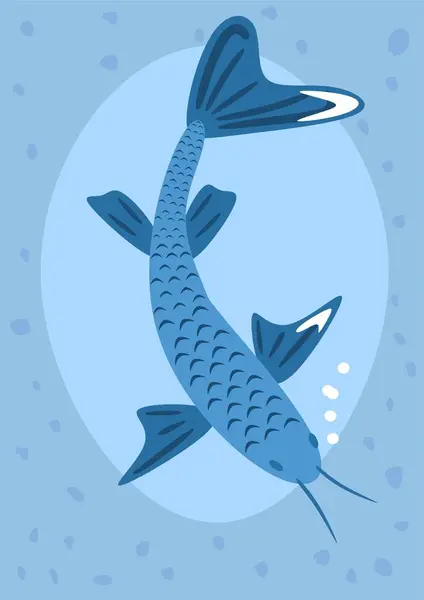 Big Blue Fish Cartoon Cute Design Ocean Fish Swimming Water — Stock Photo, Image