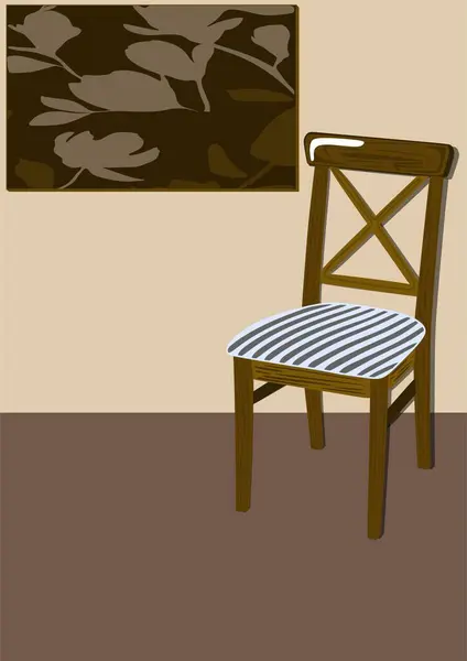 クラシックな木製の椅子の漫画手描きイラスト インテリア家具 — ストック写真