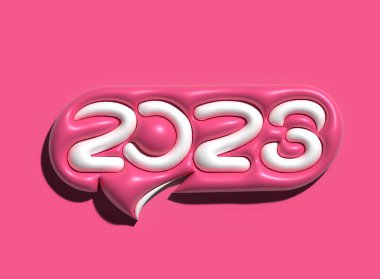 2023 Mutlu Yıllar 3D Metin Tasarım Elemanı.