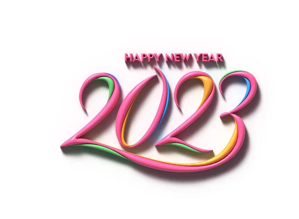 2023新年快乐3D文字字体设计元素 — 图库照片