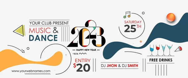 2023 Silvester Musik Party Event Flyer Poster Für Soziale Medien — Stockvektor