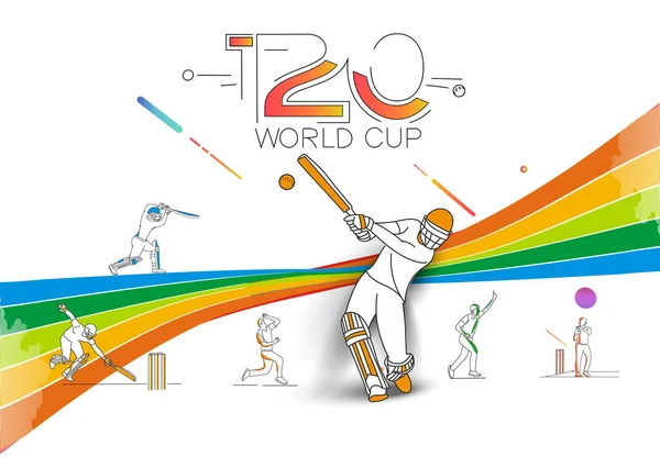 T20 World Cup Cricket Kampioenschap Poster Flyer Sjabloon Brochure Versierd — Stockvector