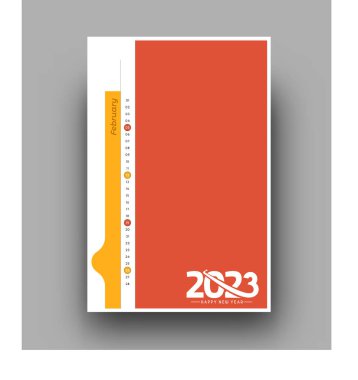 2023 Şubat Takvimi Mutlu Yıllar Şablon Tasarımı