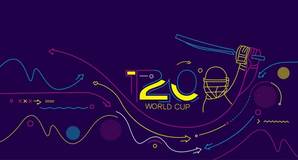 T20 Copa Mundo Críquete Pôster Campeonato Folheto Modelo Brochura Decorado — Vetor de Stock