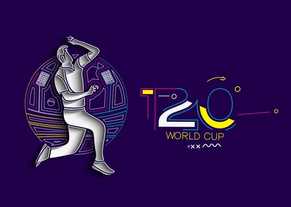 Affiche Championnat Monde Cricket Coupe T20 Dépliant Modèle Brochure Décoré — Image vectorielle