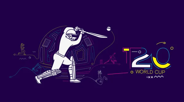 T20 Dünya Kupası Kriket Şampiyonası Posteri Broşür Broşür Dekore Edilmiş — Stok Vektör