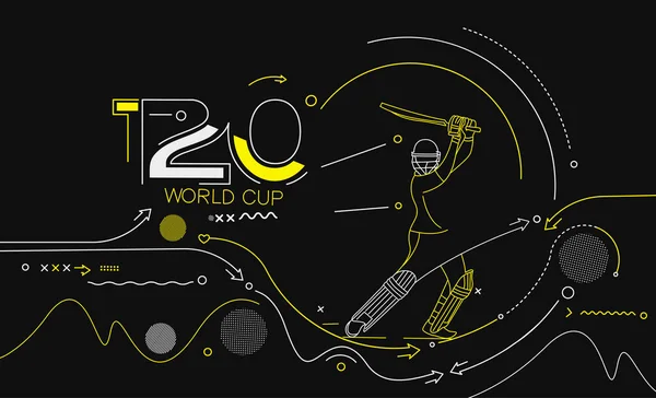 T20 Copa Mundo Críquete Pôster Campeonato Folheto Modelo Brochura Decorado — Vetor de Stock