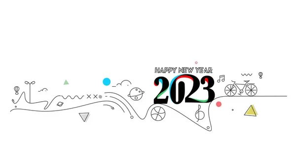 2023 Καλή Χρονιά Κείμενο Τυπογραφία Σχεδιασμός Αφίσα Πρότυπο Φυλλάδιο Διακοσμημένα — Διανυσματικό Αρχείο